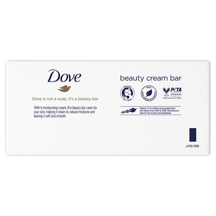 Dove Original Beauty Bar Soap with ¼ moisturising cream, 18 x 90 g