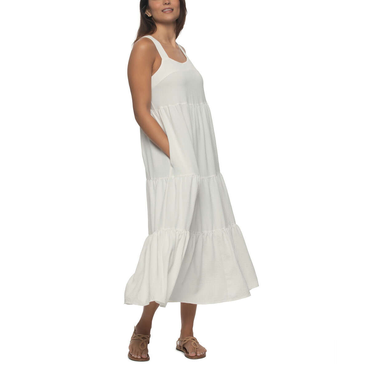 Jezebel Ladies Tiered Dress in Cream, Extra Large