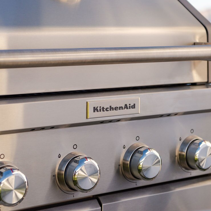 KitchenAid 4 Burner Stainless Steel Gas Barbecue Grill With Side Burner