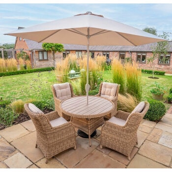 Kettler Hazel 6 Piece Wicker Dining Set with Umbrella