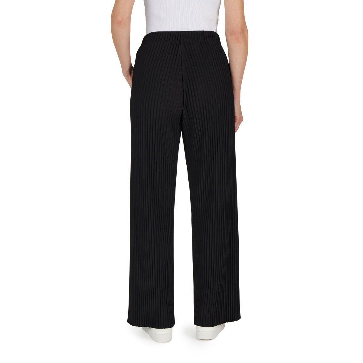 Teddi Rose Ladies Plisse Pull On Trousers in Black - Medium