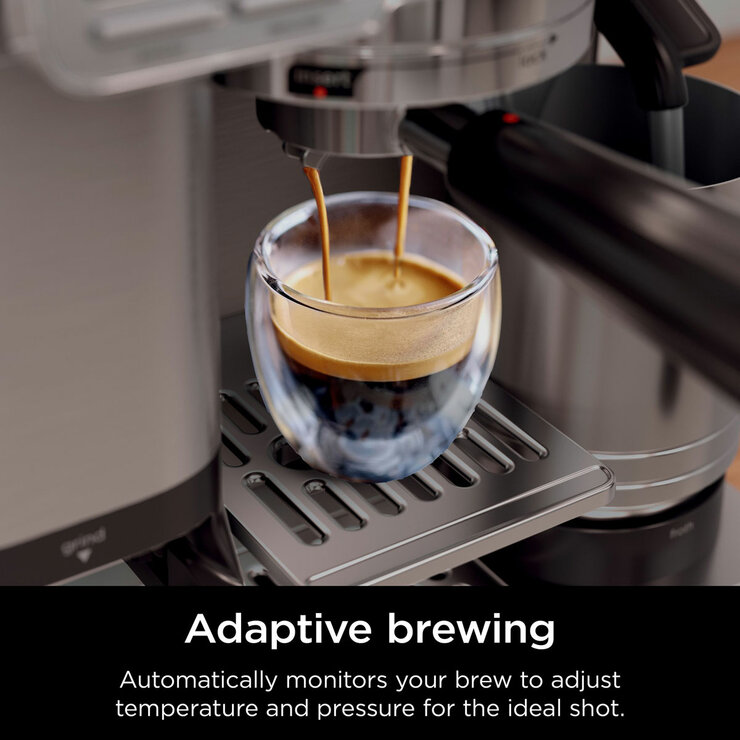 Lifestyle image of  Ninja Luxe Café Pro Espresso Machine showing adaptive brewing