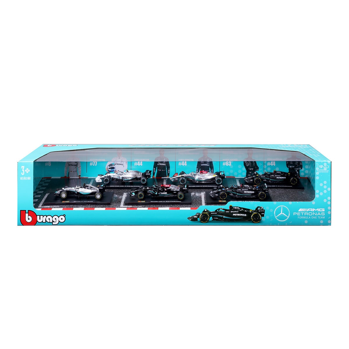 Burago 1:43 Scale Highly Detailed Formula One Cars: Mercedes 6 Pack (3+ Years)