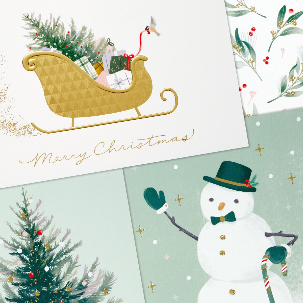 Hallmark Hand Crafted Christmas Card Assortment: Let It Snow - 40 Pack