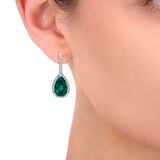 Pear Shaped Emerald and 0.50ctw Diamond Earrings