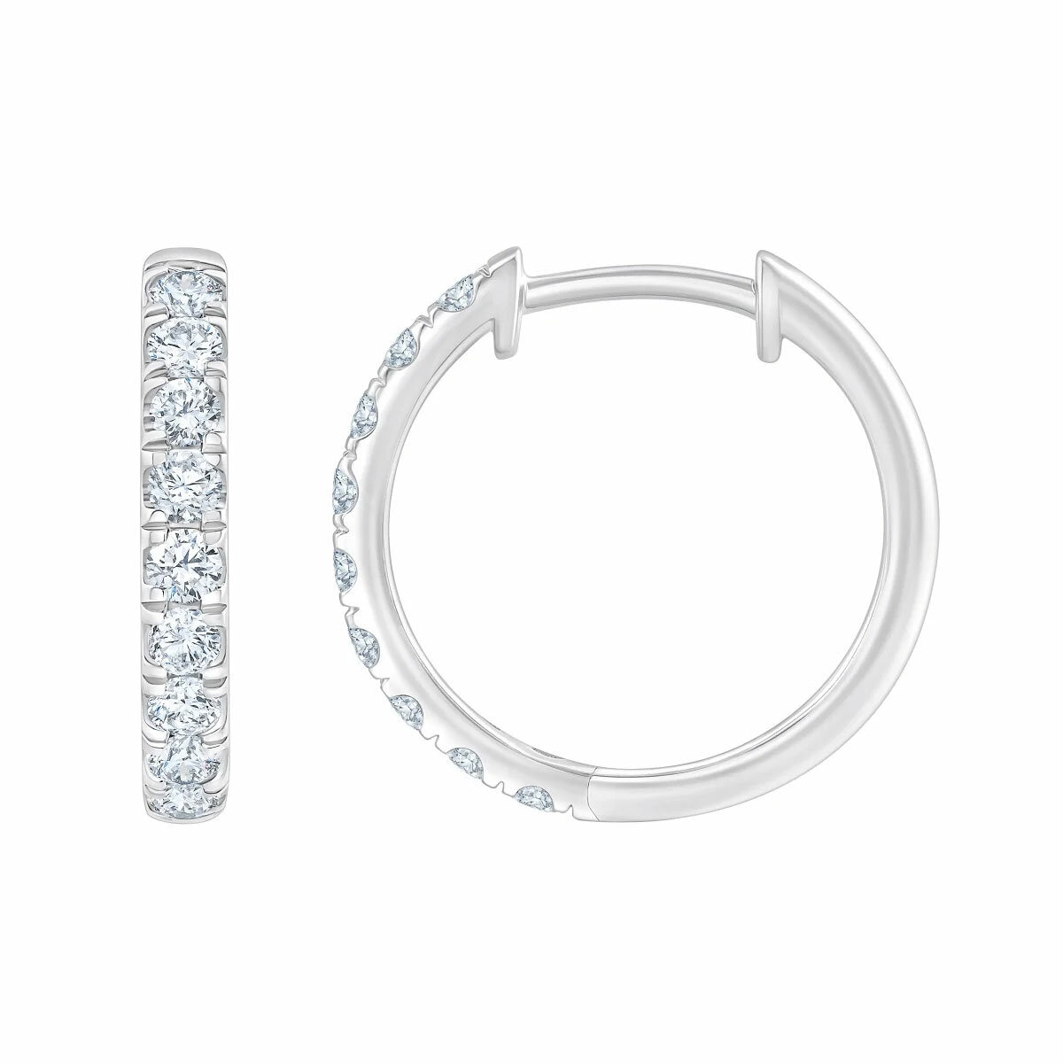 0.50ctw Round Brilliant Cut Diamond Hoop Earrings, 14ct White Gold