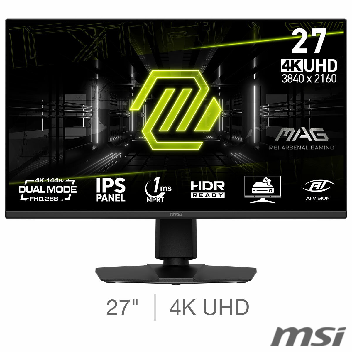 MSI MAG 275UPD E14 27 inch 4K Ultra HD 144Hz IPS Gaming Monitor, 9S6-3CE89M-017