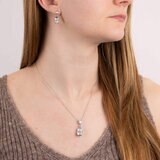 Diamonfire Sterling Silver Cubic Zirconia Earrings and Pendant Modeled