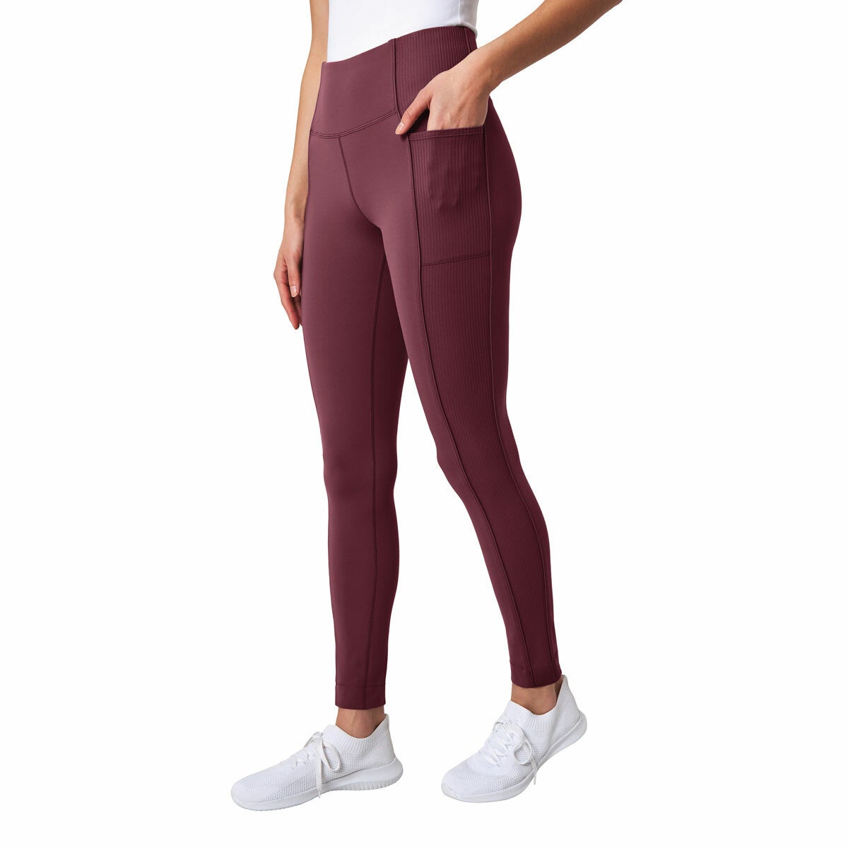 Mondetta Women's Ribbed Panel Tight in Purple Mondetta Women's Ribbed Panel Tight in Purple