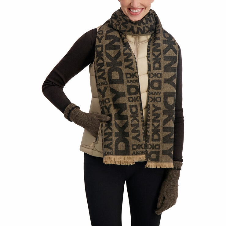 DKNY Ladies Scarf & Glove Set