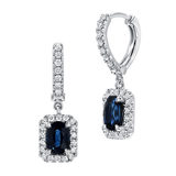 Oval Cut Blue Sapphire and 0.50ctw Diamond Stud Earrings, 18ct White Gold