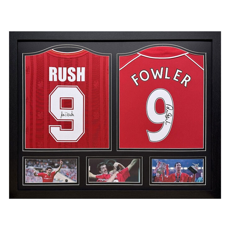 Rush & Fowler Liverpool double signed shirt display Rush & Fowler Liverpool double signed shirt display