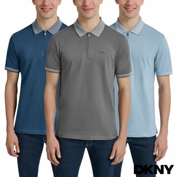 DKNY Men's Zip Collar Polo