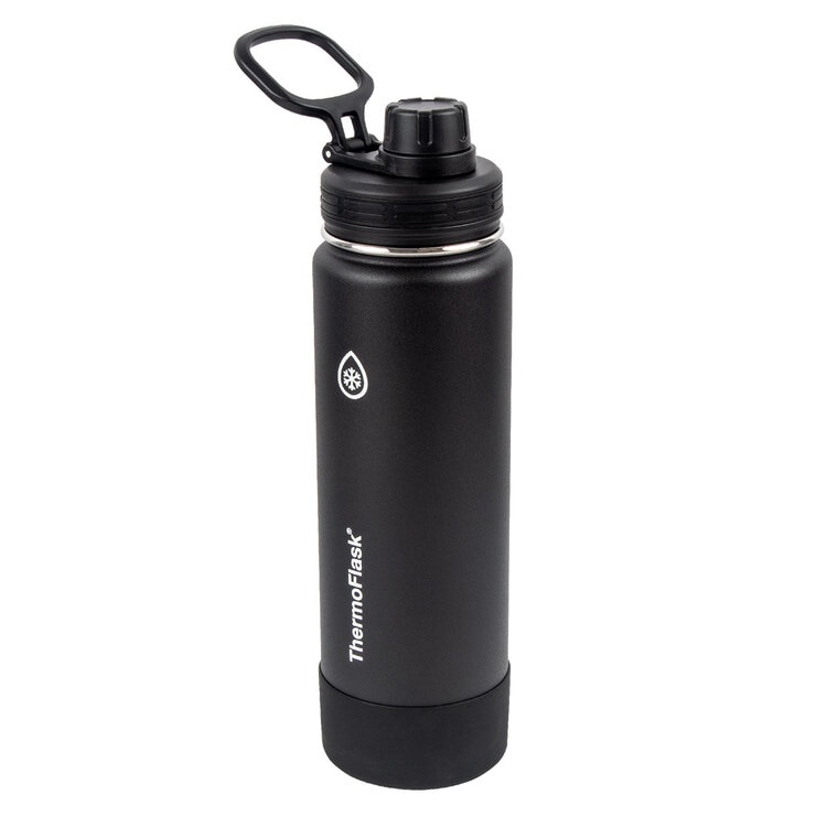 ThermoFlask Autospout Stainless Steel Double Wall Vacuum Insulated 710ml Bottles, 2 Pack in Teal and Black ThermoFlask Autospout Stainless Steel Double Wall Vacuum Insulated 710ml Bottles, 2 Pack in Teal and Black