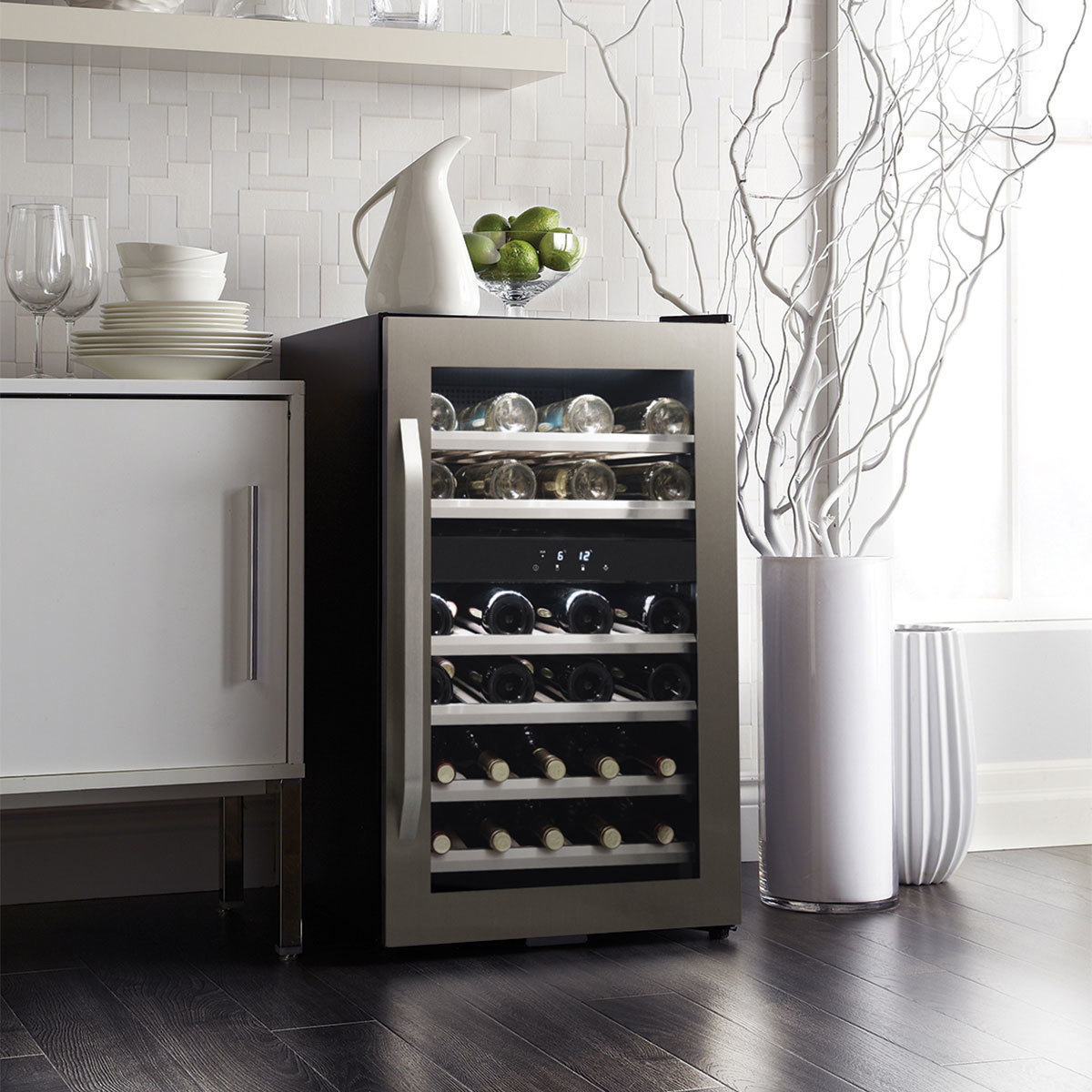 Danby DWC114KD1BSS, 38 Bottle Freestanding, Dual Zone Wine Cooler in Stainless Steel