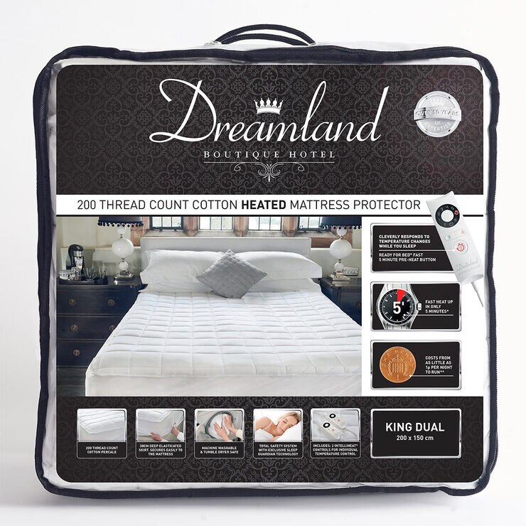 Dreamland Boutique Hotel 200TC Heated Cotton Mattress Protector, King