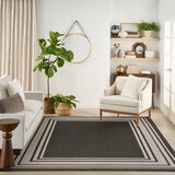 Nourison Horizon Border Indoor / Outdoor Rug in 2 Sizes, Charcoal