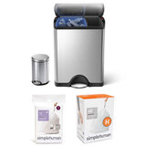 simplehuman 46L Recycler Pedal Bin and 3L Pedal Bin with Liners