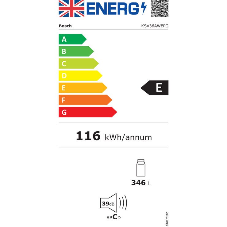 Bosch KSV36AWEPG, Fridge, E Rated in White Costco UK