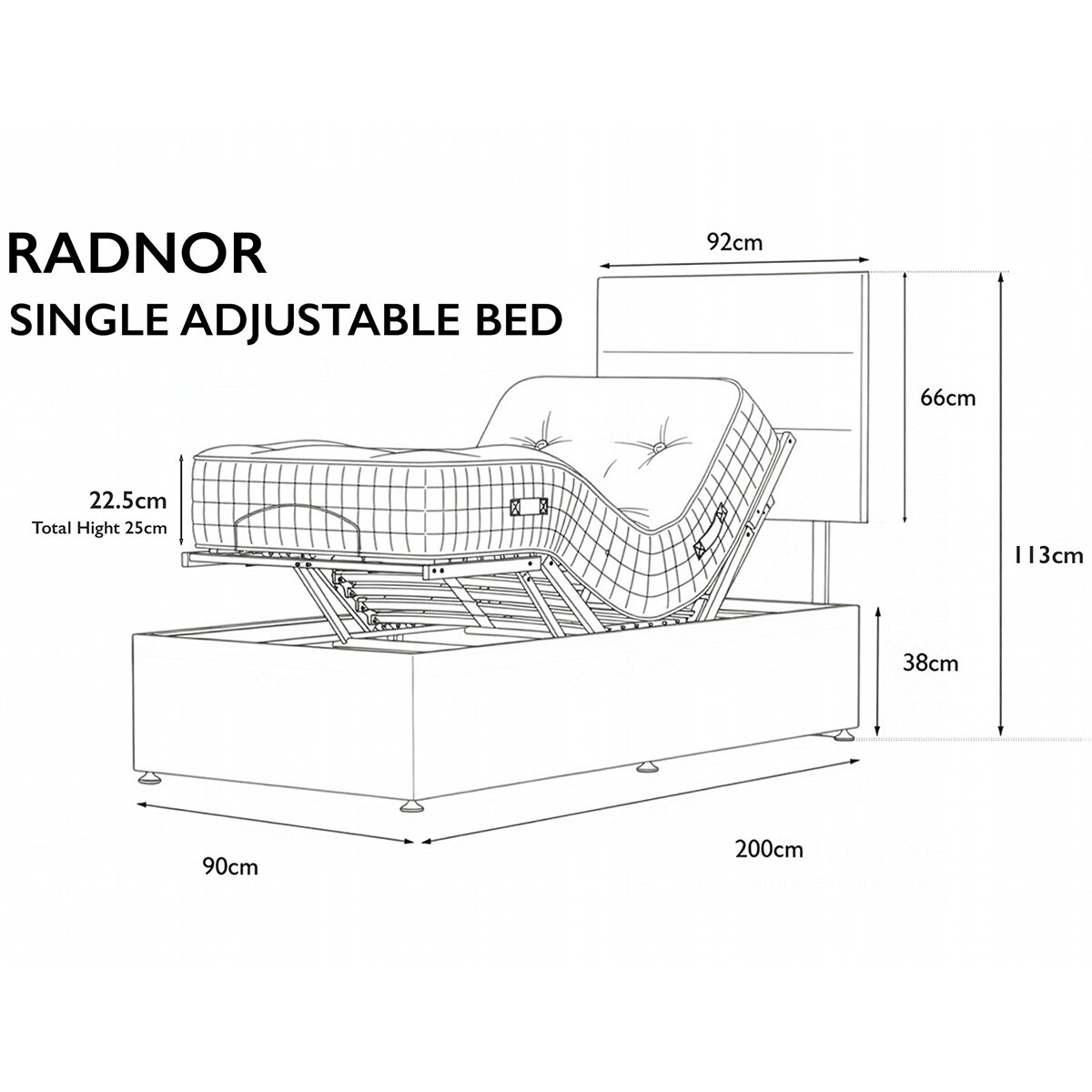 Highgrove Radnor Grey Fabric Electric Adjustable Bed Frame with 1000 Spring Count Long Single Mattress in 2 Firmness Ratings Highgrove Radnor Grey Fabric Electric Adjustable Bed Frame with 1000 Spring Count Long Single Mattress in 2 Firmness Ratings