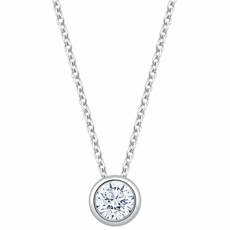 0.30ctw Round Brilliant Cut Diamond Solitaire Pendant, 14ct White Gold 0.30ctw Round Brilliant Cut Diamond Solitaire Pendant, 14ct White Gold
