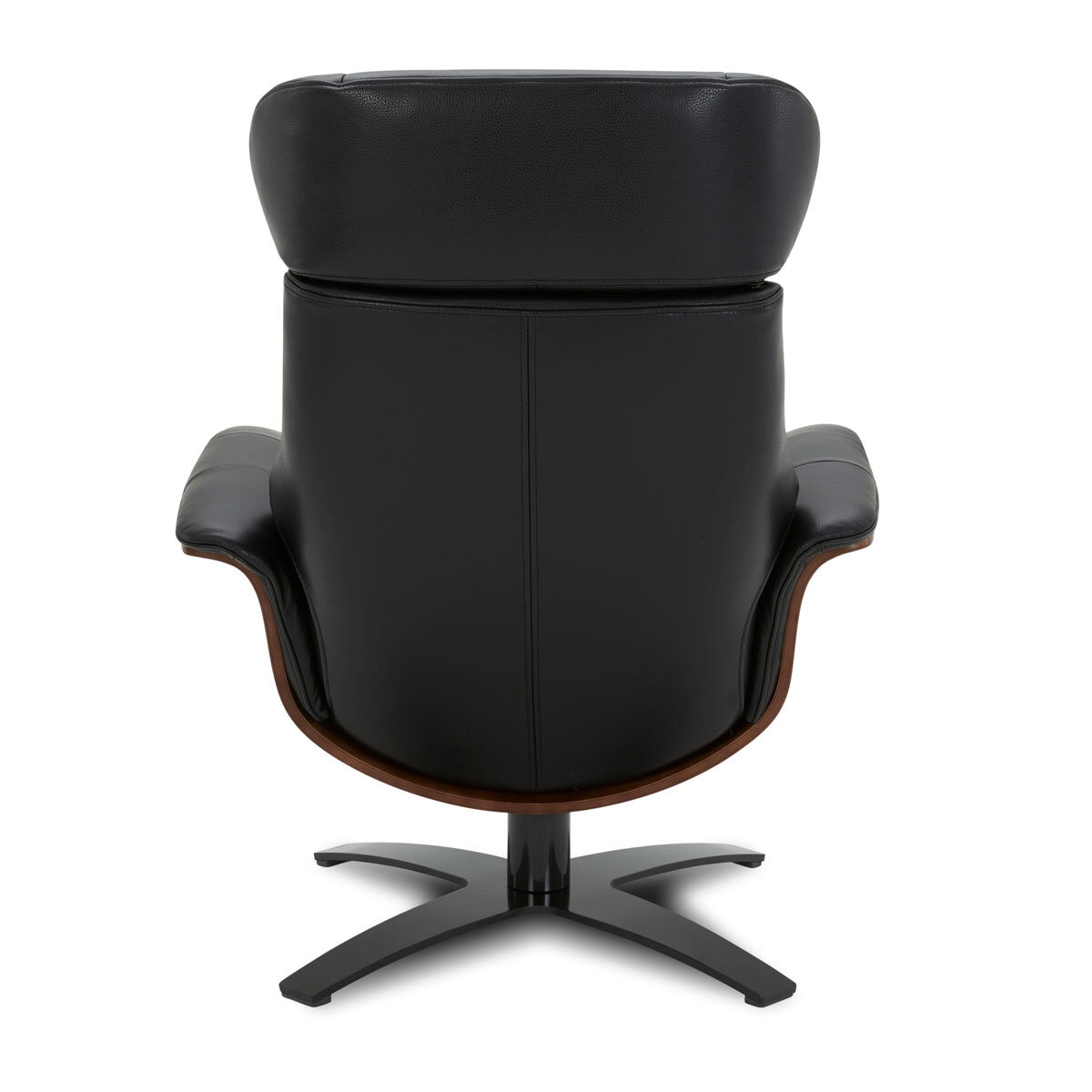 Gilman Creek Karma Black Top Grain Leather Swivel Chair with Ottoman