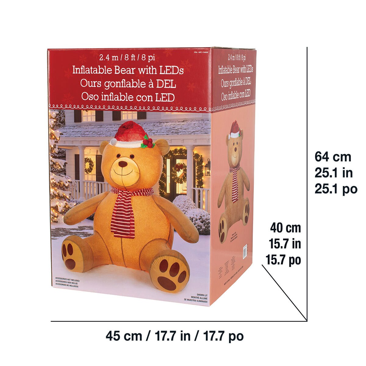 8ft 2.4m Inflatable Teddy Bear with 192 LED Lights Co