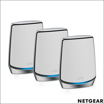 Netgear Orbi RBK853 Tri-band WiFi 6 Mesh System, 6Gbps, Router and 2 Satellites, RBK853-100UKS