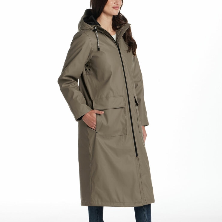 Weatherproof Ladies Long Slicker Jacket in Olive