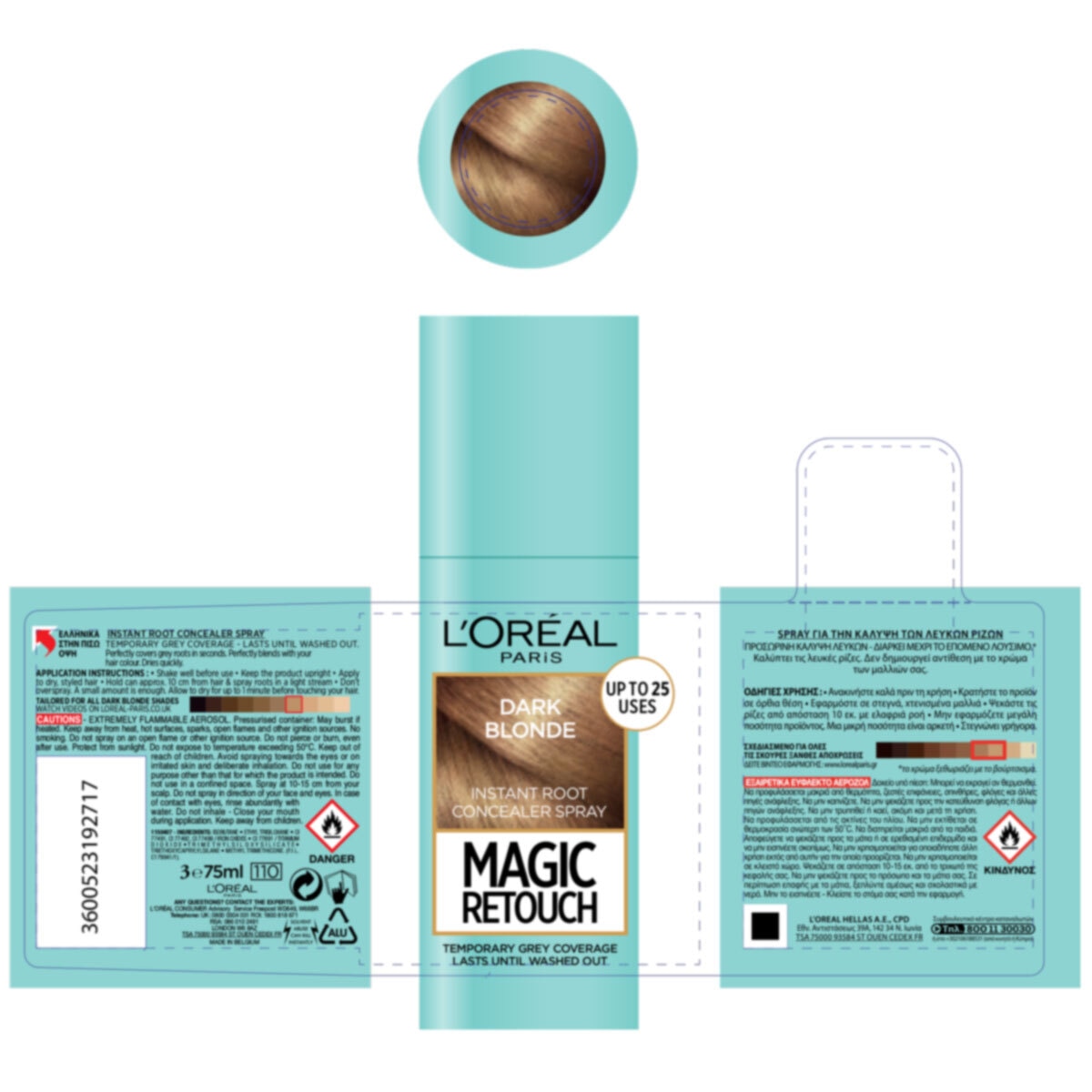 L'Oreal Magic Retouch Instant Root Concealer Spray, 3 x 75ml in Dark Blonde