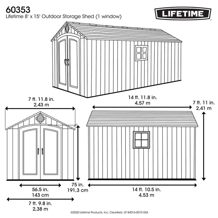 Lifetime 8ft x 15ft (2.4m x 4.6m) Simulated Wood Look Storage Shed