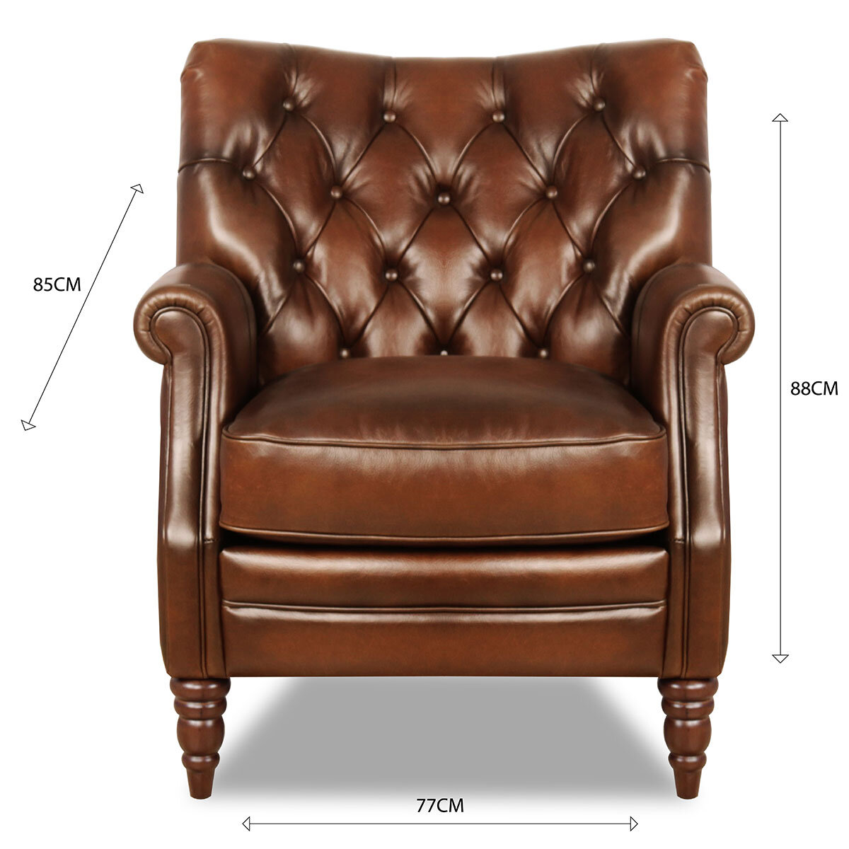 At the helm columbus brown leather armchair