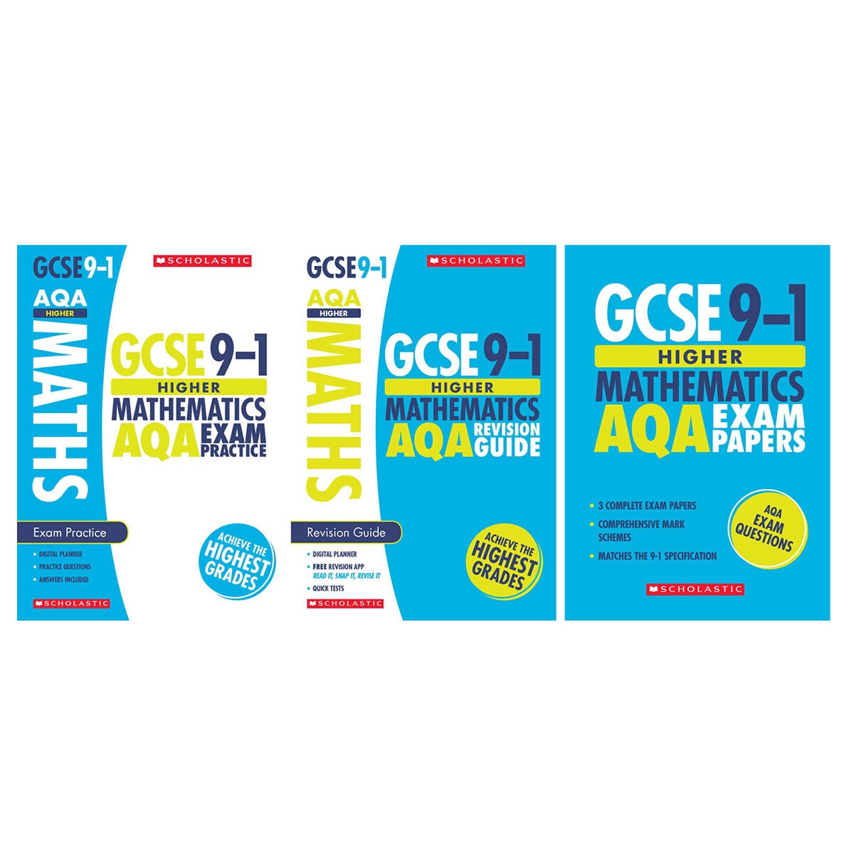GCSE Higher Maths AQA Revision Guide, Exam Practice & Exam Papers, 3 Book Pack