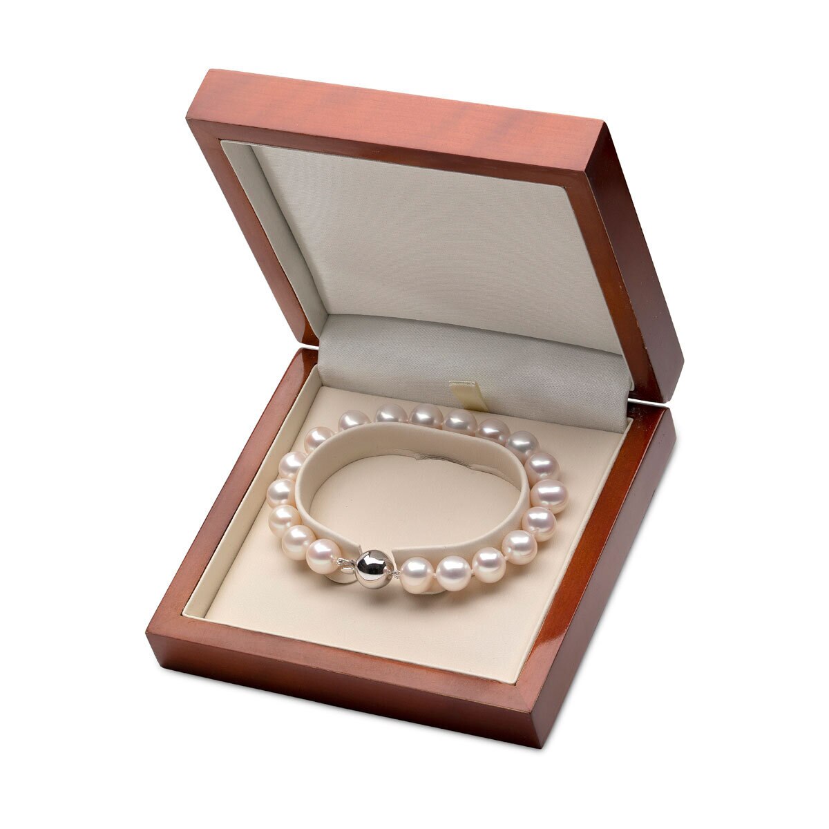 9-9.5mm Cultured Freshwater White Pearl Bracelet, 18ct White Gold