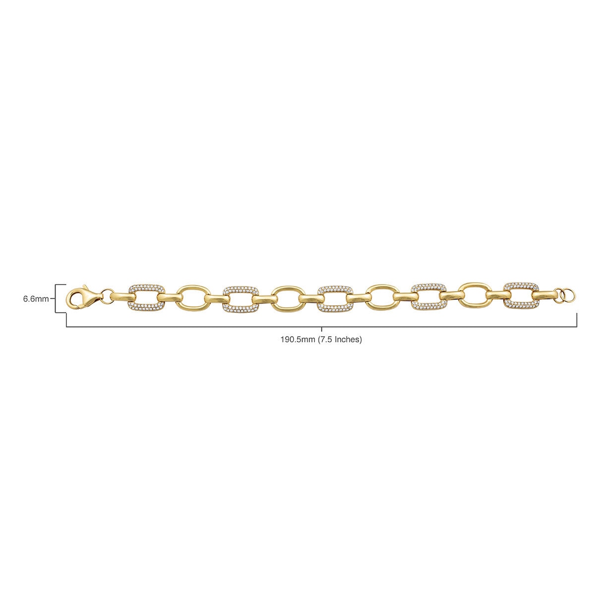 1.06ctw Round Brilliant Cut Diamond Paperclip Bracelet, 14ct Yellow Gold