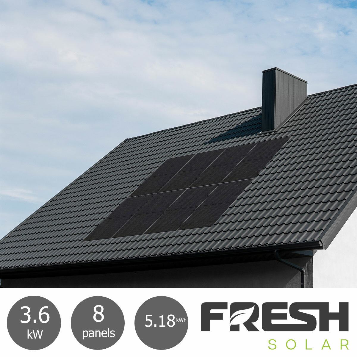 Fresh Solar 3.6kW Solar PV System [8 Panels] with 5.18kW Fox Battery - Fully Installed