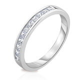 0.50ctw Princess Cut Diamond Half Eternity Ring, 18ct White Gold