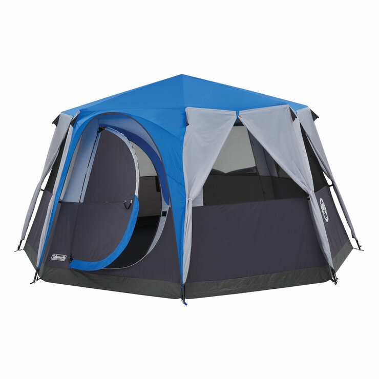 Studio image of the Coleman Cortes Octagon Tent with door slightly open