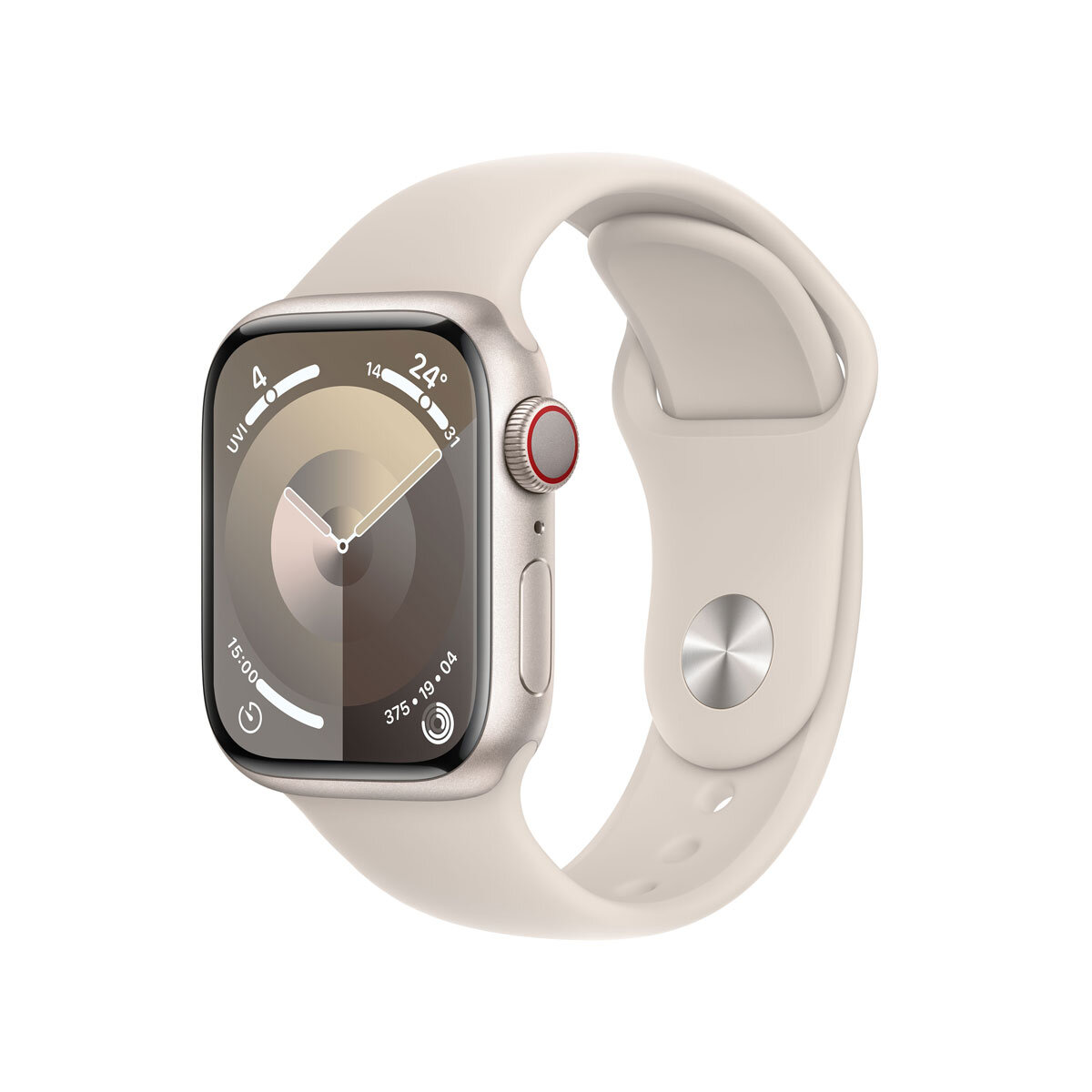 Apple Watch Series 9 Cellular, 41mm Starlight Aluminium Case with Starlight Sport Band S/M, MRHN3QA/A