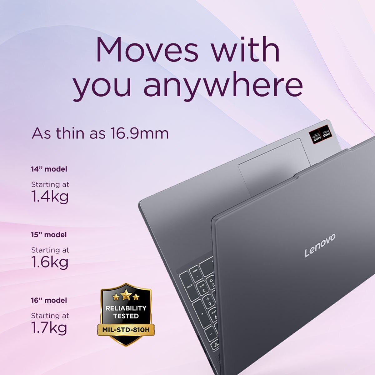 Lenovo IdeaPad Slim 3, AMD Ryzen 5, 16GB RAM, 512GB SSD, 14 Inch Laptop, 83K6007DUK