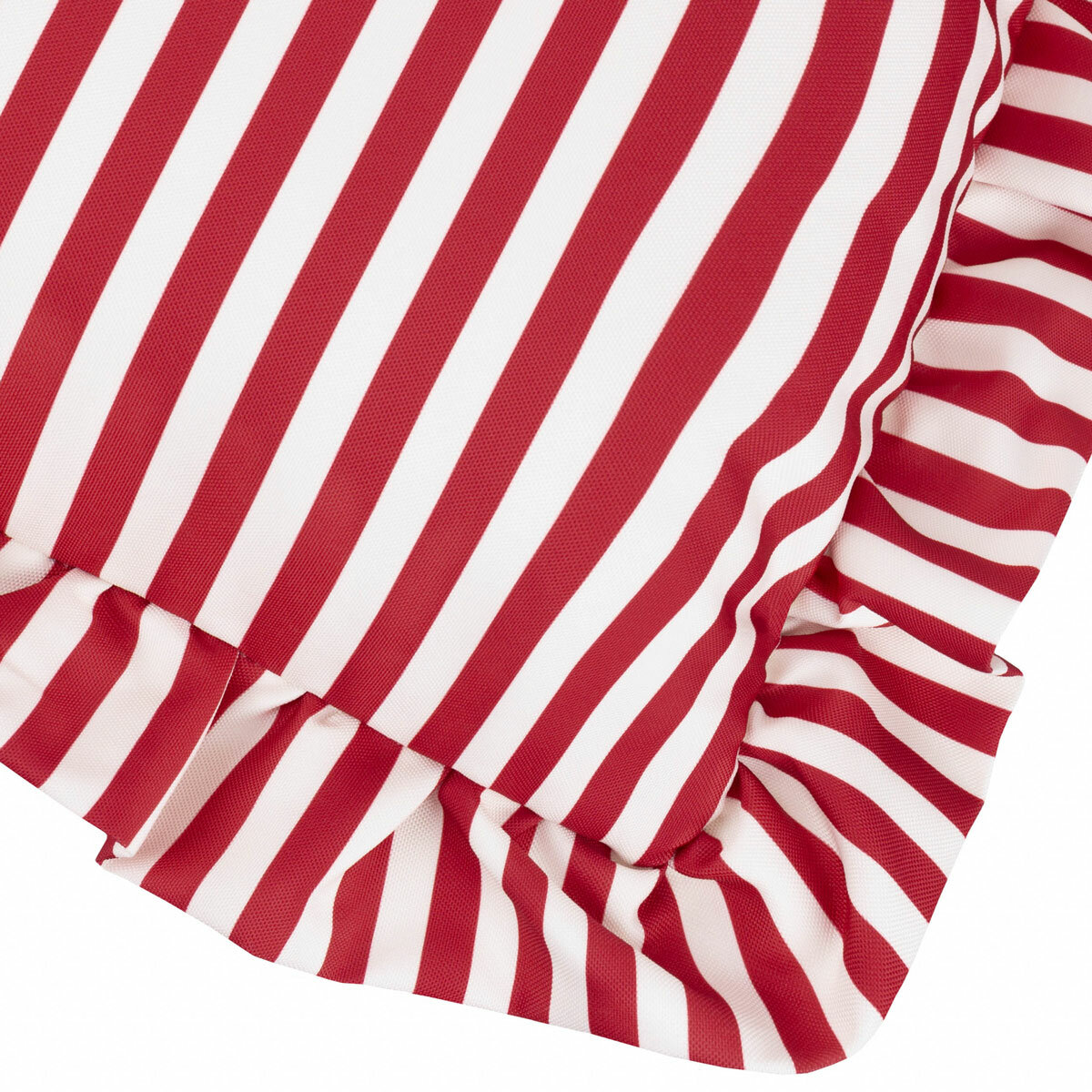 Wylder Millie Ruffle Red Striped Indoor Outdoor Cushion, 50 x 50 cm