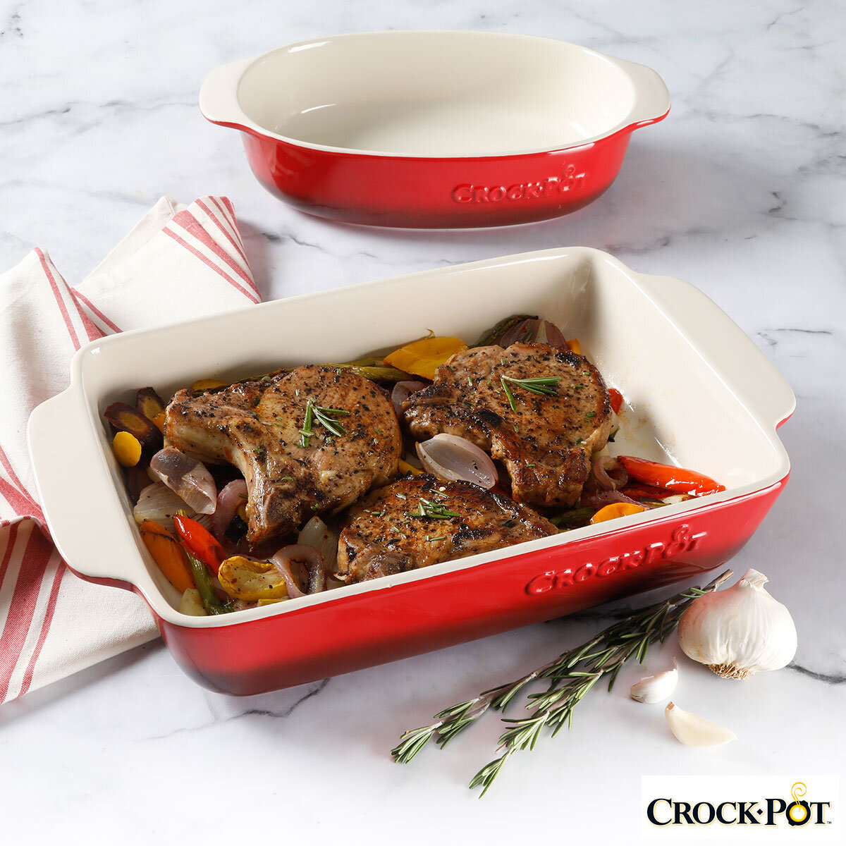 Crockpot 2 Piece Stoneware Oven Dish Set in 2 Colours