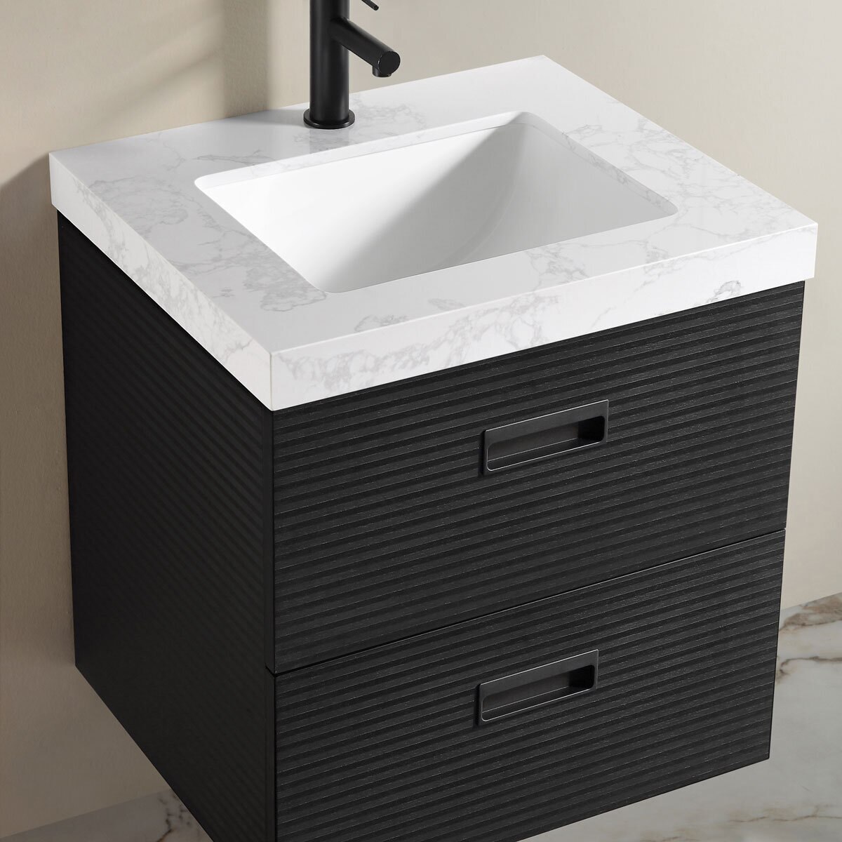 Close up angled lifestyle of OVE Otis 610mm in black Close up angled lifestyle of OVE Otis 610mm in black