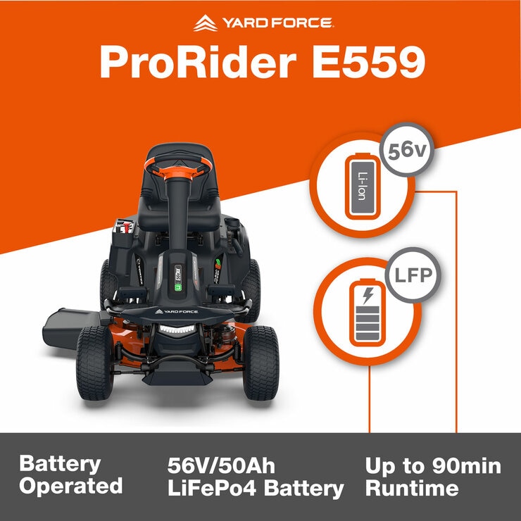 Yard Force ProRider E559 56V Ride-On Lawn Mower