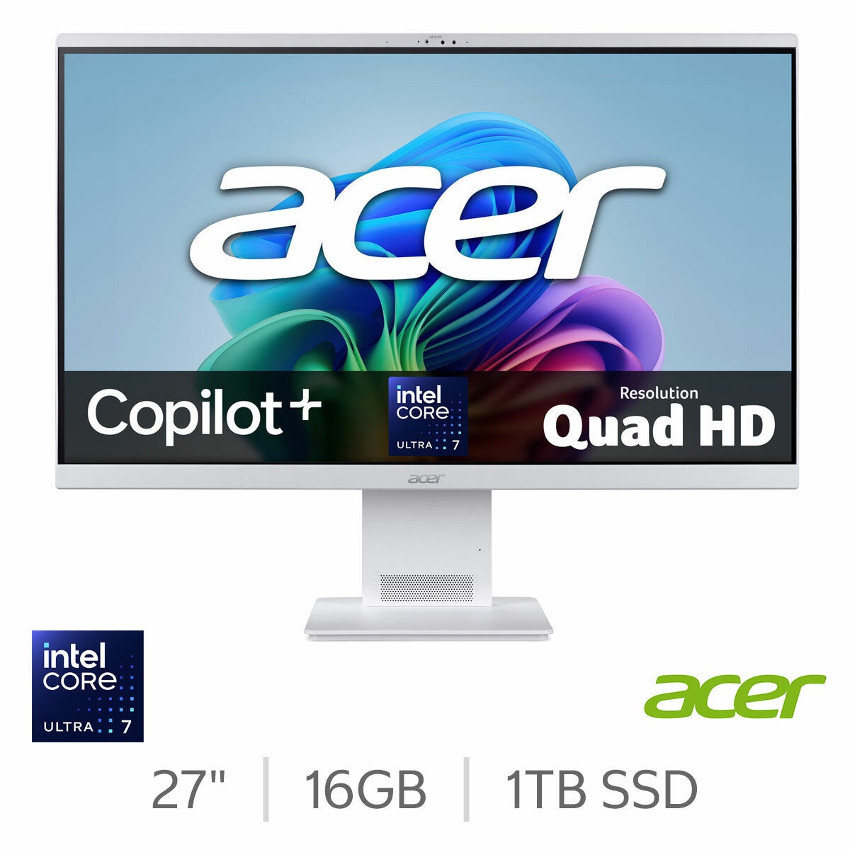 Acer S27-B, Intel Core U7, 16GB RAM, 1TB SSD, 27 Inch All in One Desktop PC, DQ.BZLEK.002 Acer S27-B, Intel Core U7, 16GB RAM, 1TB SSD, 27 Inch All in One Desktop PC, DQ.BZLEK.002