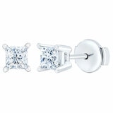 0.73ctw Princess Cut Diamond Stud Earrings, 14ct White Gold