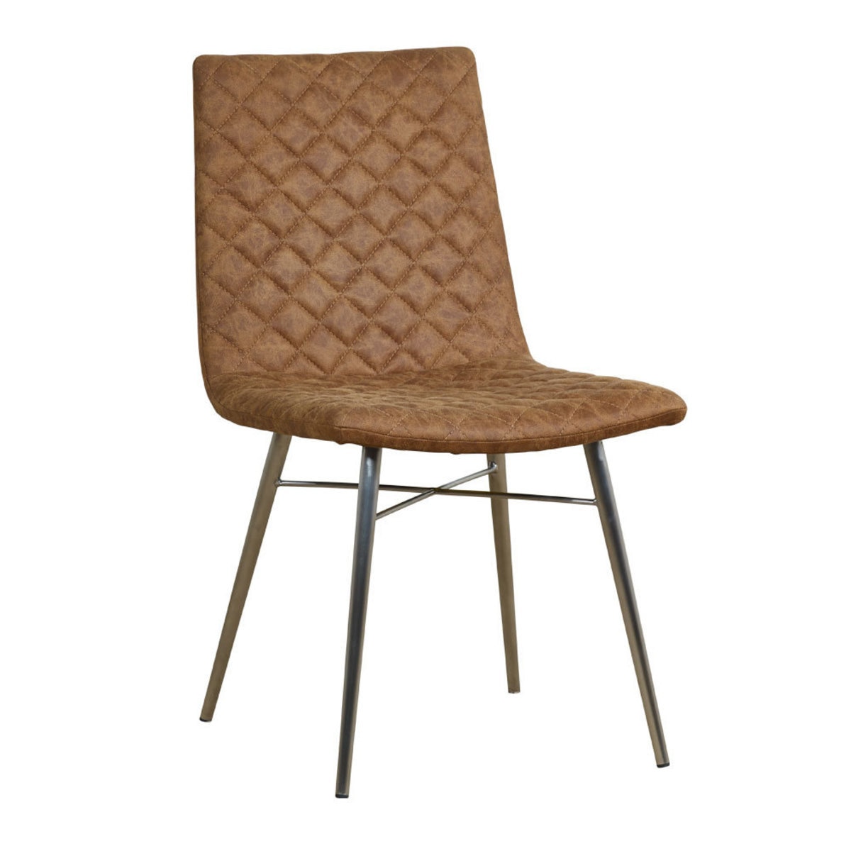 Brown Faux Leather Quilted Back Dining Chair, 2 Pack Costco UK