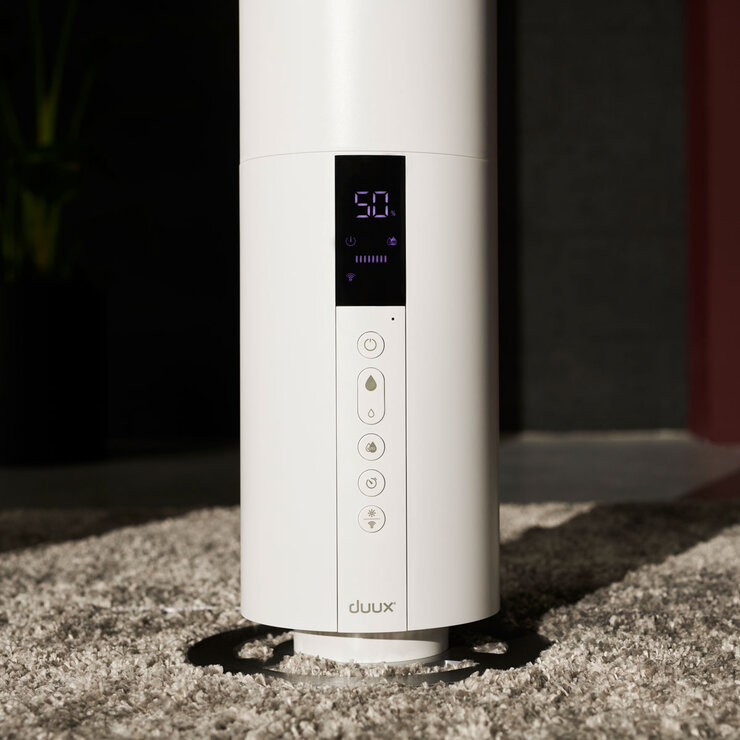 Descriptive image of Duux humidifier explaining its benefits Descriptive image of Duux humidifier explaining its benefits