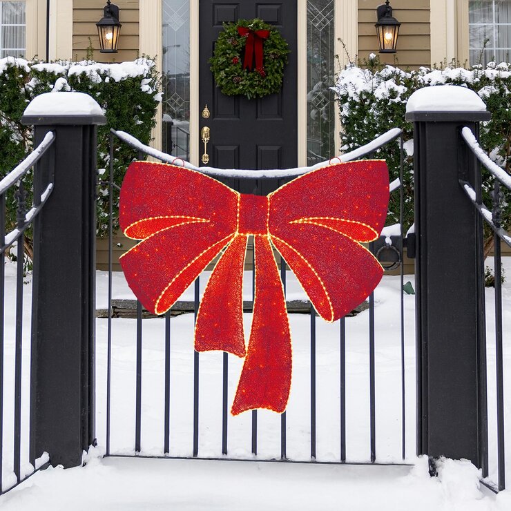 48 Inch (1.2m) Glitter String Red Bow with LED Lights