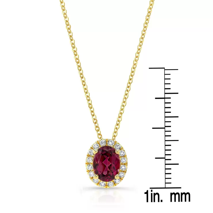 Rhodolite Garnet and Diamond Pendant, 14k Yellow Gold
